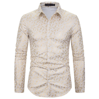 

Tailored Mens Baggy Blazer Print Turn-down Collar Button Long Sleeve Shirts Blouse