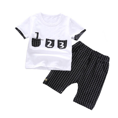 

Boys Clothing Children Summer Boys Clothes Cartoon Kids Boy Clothing Set T-shitPlaid Pants Cotton