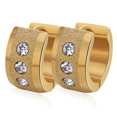 

Stainless Steel Small Circle Earrings Paved Shiny CZ Punk Rock Hoop Earrings for Women or Men Couple Silver Earring Jewelry