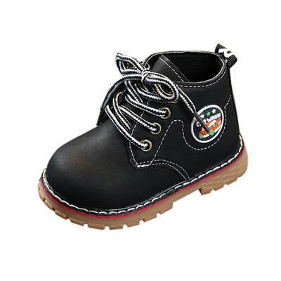 

Girl Leather Boots Boy Shoes Spring Autumn Lace-Up Children Martins Boots Fashion Toddler Kids Boots Warm Winter Snow Boots