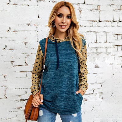 

New Fashion Women Hooded Sweatshirt Long Sleeve Splice Color Tunic Casual Blouse Tee Tops Pullover Hoodies