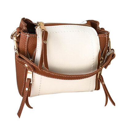 

Fashion Women Color Block Faux Leather Zipper Tote Crossbody Shoulder Bucket Bag
