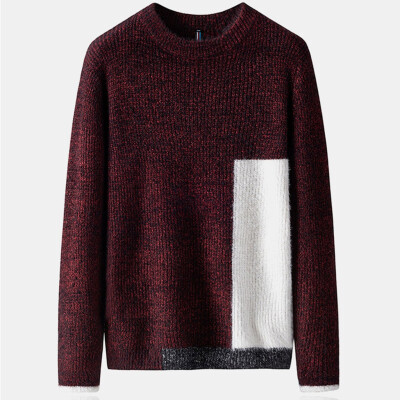 

Gobestart Mens New Fashion Autumn Winter Casual Stitching Color Sweater Thermal T-shirt