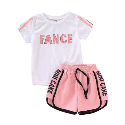 

Summer Casual Baby Boys Girls Clothes Set Short Sleeve Letter Print Tops Blouse T-shirtShorts Kids Toddler 2pcs Outfits Sets