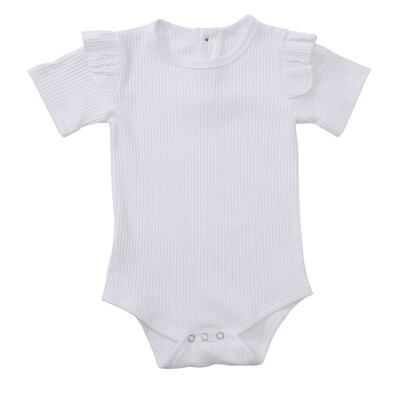 

Infant Baby Flare Sleeve Solid Print Bodysuit Kids Girls Boys Bodysuit Jumpsuit Newborn Clothes