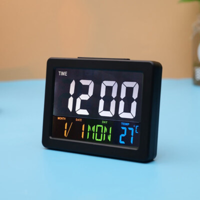 

Alarm Clocks Digital Indoor Temperature Display Silver Desk Bedroom Kitchen Table Decor Large Wall Decor Clock