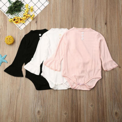 

US Newborn Baby Girl Kid Bell Sleeve Romper Jumpsuit Bodysuit Outfit Clothes Top