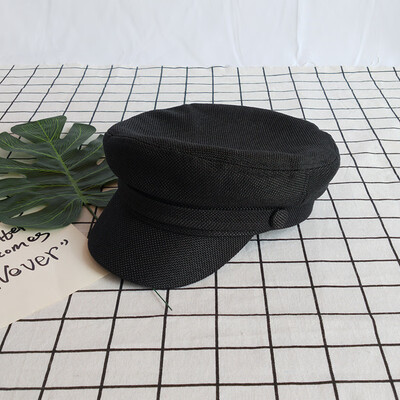 

Hat Female Korean version Chao Bai Da Ha Hat Horizon fashion Newsboy Hat FLAT TOP NAVY HAT summer thin net red octagonal hat