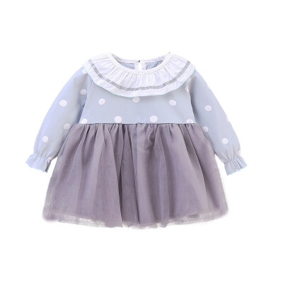 

Autumn Girls Clothes Casual Dress for Baby Girls Long Sleeve Polka Dot Print Mesh Dress Kids Pageant Princess Dresses