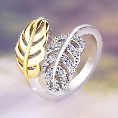 

New Female Cute Small P Simple Plant Leaf Ring Rings For Women Vintage Wedding Engagement Ring
