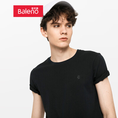 

Baleno T-shirt male 2019 spring&summer new trend solid color OE yarn round neck shirt male 88902214 00A M