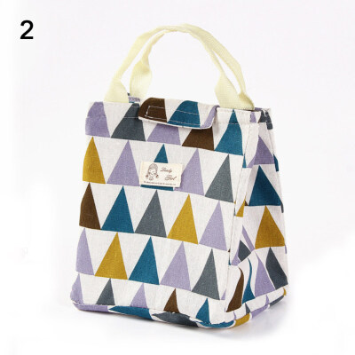 

Portable Lovely Triangle Pattern Insulated Lunch Box Bag Bento Picnic Food Pouch