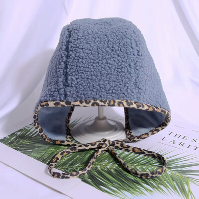 

Newborn Boys Girls Cute Autumn Winter Warm Kids Leopard Print Hats Wool Hemming Cute Caps