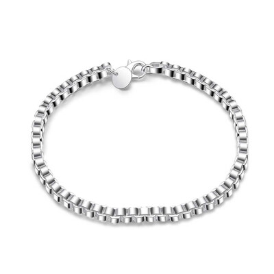 

Fashion Men&Women Jewellery Silver Plated Bracelet Box Shape Chain