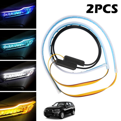 

2X Ultra Thin DRL 45cm Car Soft Tube LED Strip Daytime Running Light Waterproof Turn Signal Lamp