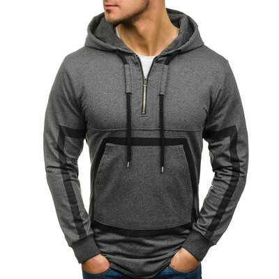 

Toponeto Men Splicing Button Pullover Long Sleeve Hooded Sweatshirt Tops Blouse