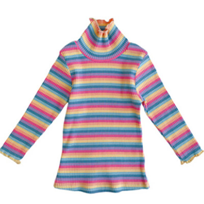 

Fashion brand Stripe print Kids Girl Clothes Print Cotton Long Sleeve T Shirts Rainbow for Girls baby Clothing