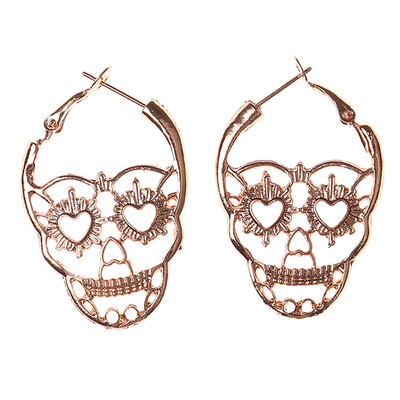 

Earring Unique Popular Unisex Retro Hollow Skull Shaped Hoop Earrings Ear Studs New
