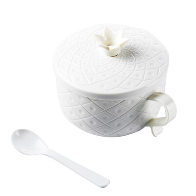

Toponeto Cute Pineapple Stainless Steel Bowl With Lid Thickening Anti-scalding Spoon