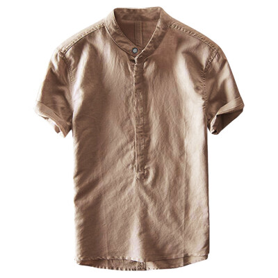 

Toponeto Summer Mens Cool And Thin Breathable Collar Hanging Dyed Gradient Cotton Shirt