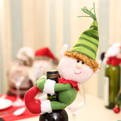 

Gobestart Christmas Decor Red Wine Bottle Cover Bags Decoration Home Party Santa Claus