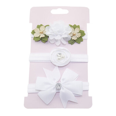 

Children Bow Plus Drill with Small Flower Headband Set Baby Tiara Hair Accessories 3Pcs