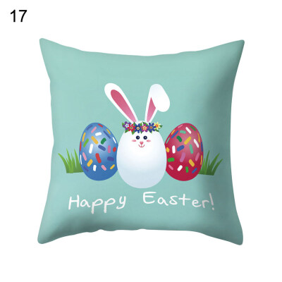 

Happy Easter Rabbit Bunny Egg Pillow Case Sofa Bed Car Cafe Office Cushion Cover