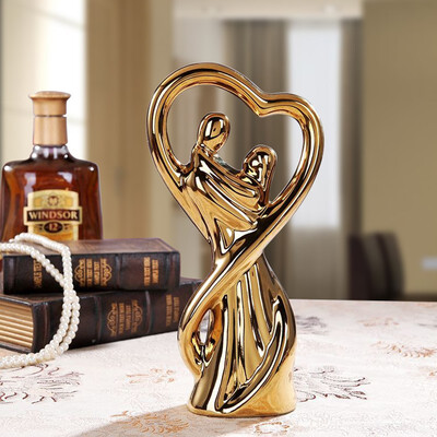 

Silver couple hug ceramic people craft ornaments home decor handicrafts room decoration characters porcelain figurine statue