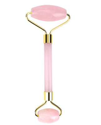 

Double Head Massage Roller Natural Rose Crystal Quartz JadeStone Anti Cellulite Wrinkle Facial Body Beauty Health Tool Pink