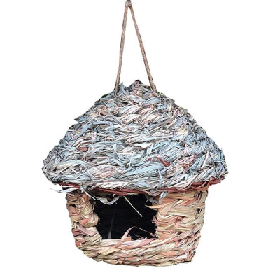 

Grass Bird Nest Bird Hut Cage House Breeding Cave Woven Hanging Birdhouses for Parrot Canary Cockatiel Resting Place