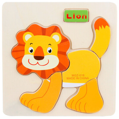 

Gotoamei 1PC Wooden Lion Puzzle Educational Developmental Baby Kids Training Toy C