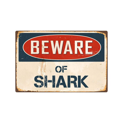 

Toponeto BEWARE OF SHARKDINOSAMetal Sign Flag Plaque Bar Club Cafe Garage Wall Decor Art