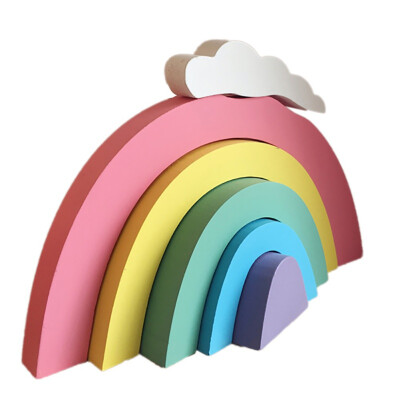 

New Nordic Ins Wooden Rainbow building blocks Decoration Children s Room Decorative Photography Ornaments Wall Decorations