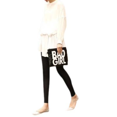 

Summer Women Pants New Silk Leggings Stretch Black White Breathable Nine Points Stepping On The Pants Ladies Was Thin Pants