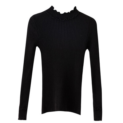 

Women Autumn Winter Knitwear Korean Half High Collar Bottom Turtleneck Plus Size Long-Sleeved Sweater