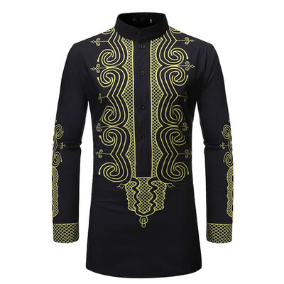 

Toponeto Mens Middle EasternStyle LongSleeved Jacket In Vintage Printing Fashion Blouse