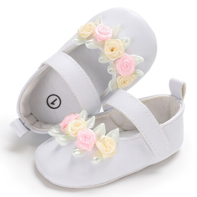 

Baby Shoes for Girls Newborn Toddler Simple Small Fresh Flower First Walkers Baby Girl Toddler Princess PU Shoes