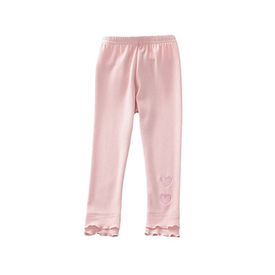

Childrens Pants Children Spring Autumn Casual Cute Love Embroidered Wood Ear Princess Soft Cotton Sweet Leggings girl trousers