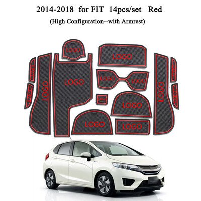 

14PCSSet Replacement for Honda FIT 2014-2018 Non-slip Rubber Cup Holder Sticker Gate Slot Pad Door Groove Mat