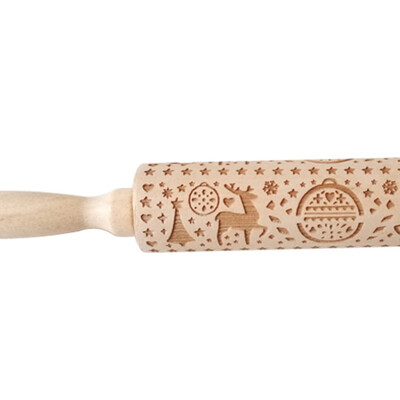 

Christmas Rolling Pin Wooden Christmas Embossing Rolling Pins Dough Stick Noodle Biscuit Baking Pastry Tool New Year Decoration