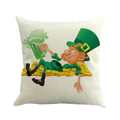 

St Patricks Day Green Home Decor Throw Pillow Case Cushion Cover Cotton Linen Home Decorative