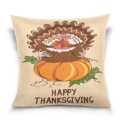 

ALAZA Thanksgiving Throw Pillow Cover 16 X 16 inch Cushion Cover with Turkey Bird Printed Pillowcase