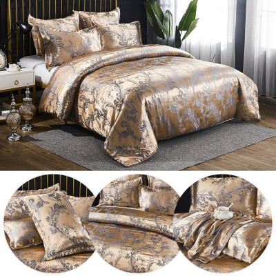 

3Pcs Set Luxurious Quilt Set Polyester Fiber Quilt Woven European Jacquard Breathable Bedding with 2pcs Pillow Case