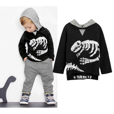 

Kid Baby Boy Girl Dinosaur Hoodie Hooded T-shirt Top Clothes JumperPants Outfit