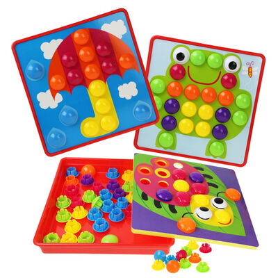 

Kids Inserting Puzzles Toy Children Cartoon Design Mushroom Nails Puzzles Board Educational Toy