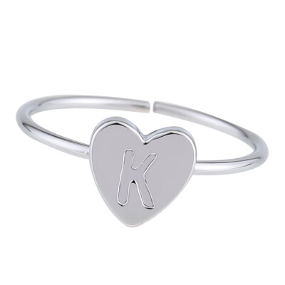 

Fashion Silver Color Heart Letters Rings For Women DIY Name Ring Set Female Statement Engagement Party Jewelry