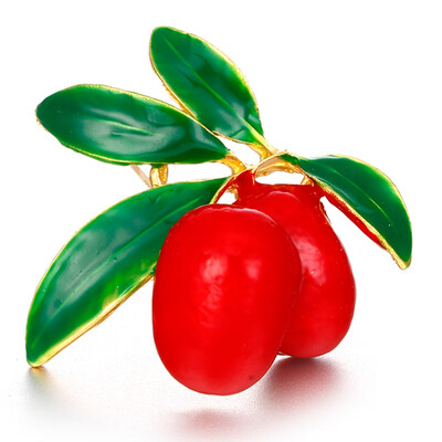 

Cute Green Fruit Brooch Plum Shape Gold Color Enamel Corsages Pins Suit Coat Scarf Accessories Christmas Jewelry Gifts