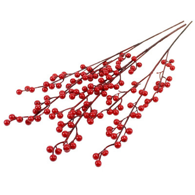 

Creative Artificial Berries Branch Plastic Leaf Decorative Fake Flowers Berries DIY Red Plant New Year Christmas Decoration