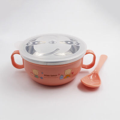 

Baby Food Storage Cartoon Pattern Bowl Spoon Set For Kids Children Tableware Stainless Steel Dinnerware Feeding New