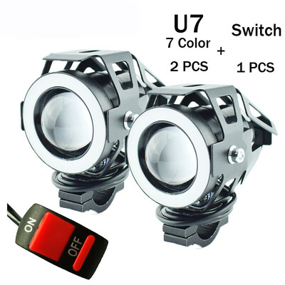 

Motorcycle U7 LED 12v 125w headlight 7Colors 6000k Motorbike Auxiliary driving Lamp moto fog Lamp Motorbike Work Lights